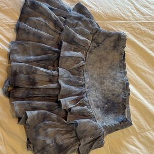 Mustard Seed Blue Ruffled Mini Skirt